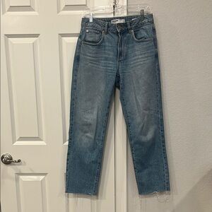 Garage Denim Blue Jeans with Frayed Hem